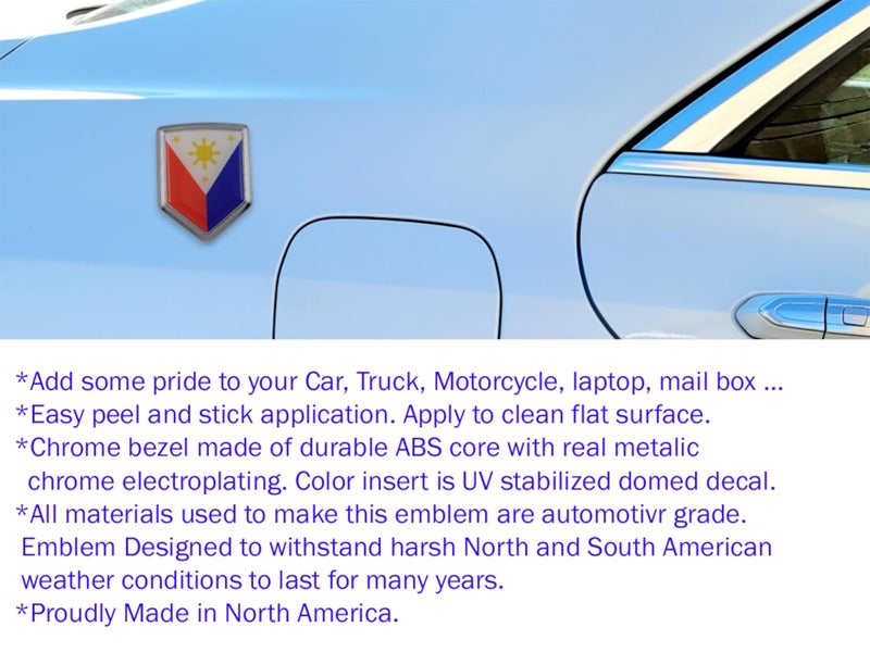 Car Chrome Decals علم الفلبين شعار سيارة الفلبين كروم 3D ملصق لاصق على الصدام - Image 3